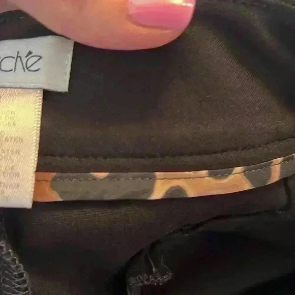 Cache Flare Dress Pants With Faux Leather Details Size 4 Black - Picture 9 of 9